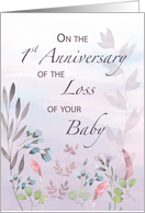 Baby 1st Anniversary of Loss Watercolor Florals and Branches card