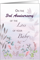 Baby Custom Year 3rd Anniversary of Loss Watercolor Florals & Branches card