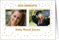 2024 Graduate Photo Custom Name Announcement Gold Digital Gem Dots card