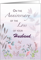 Anniversary of Loss, husband, Custom Relation Watercolor Florals and B card