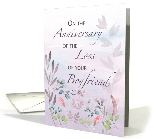 Boyfriend Anniversary of Loss Watercolor Florals and Branches card