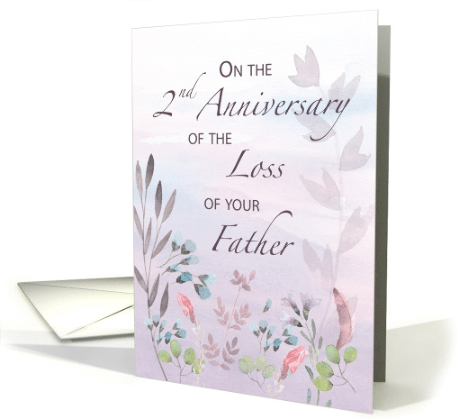 Father 2nd Anniversary of Loss Watercolor Florals and Branches card