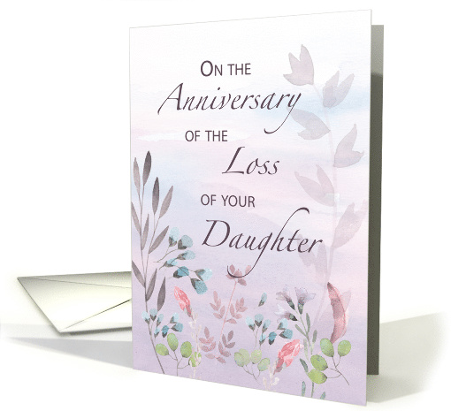 Daughter Anniversary of Loss Watercolor Florals and Branches card