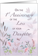 Daughter 1st Anniversary of Loss Watercolor Florals and Branches card