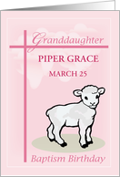 Baptism Birthday Personalize Granddaughter Pink Lamb card