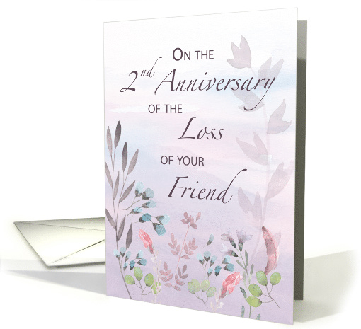 Friend 2nd Anniversary of Loss Watercolor Florals and Branches card