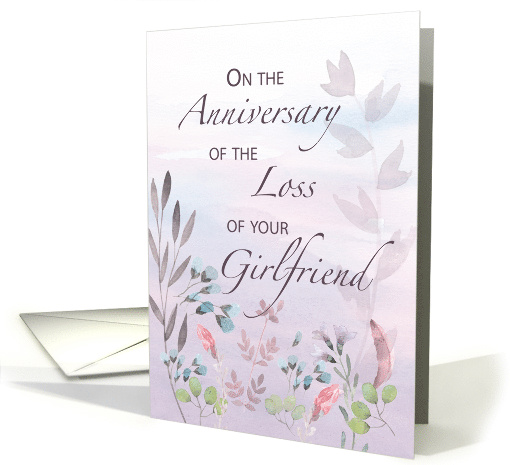 Girlfriend Anniversary of Loss Watercolor Florals and Branches card