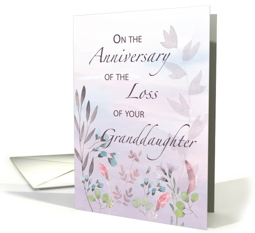 Granddaughter Anniversary of Loss Watercolor Florals and Branches card