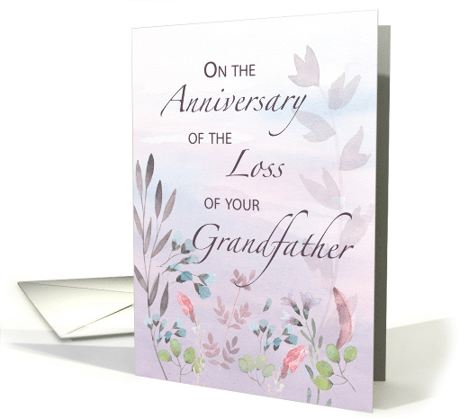 Grandfather Anniversary of Loss Watercolor Florals and Branches card
