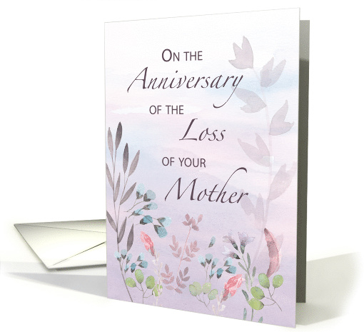 Mother Anniversary of Loss Watercolor Florals and Branches card
