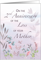 Mother 2nd Anniversary of Loss Watercolor Florals and Branches card