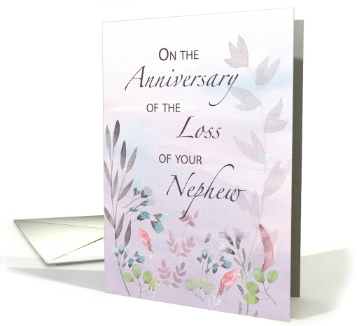Nephew Anniversary of Loss Watercolor Florals and Branches card