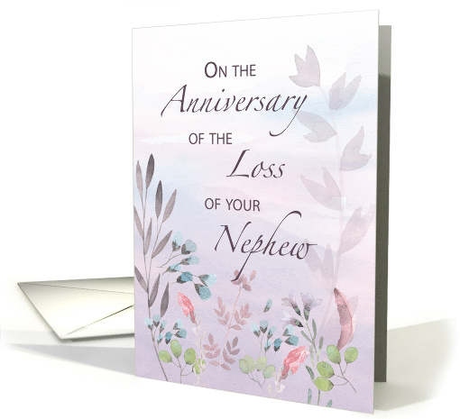 Nephew Anniversary of Loss Watercolor Florals and Branches card