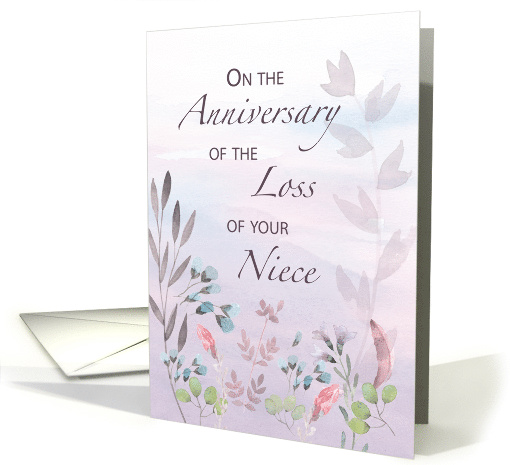 Niece Anniversary of Loss Watercolor Florals and Branches card