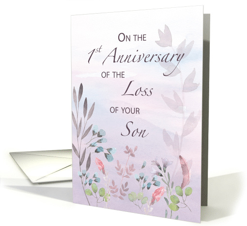 Son 1st Anniversary of Loss Watercolor Florals and Branches card