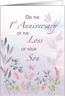 Son 1st Anniversary of Loss Watercolor Florals and Branches card