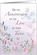 Twin Anniversary of Loss Watercolor Florals and Branches card