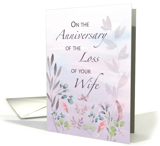 Wife Anniversary of Loss Watercolor Florals and Branches card