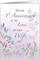 Wife 1st Anniversary of Loss Watercolor Florals and Branches card