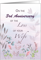 Wife Custom Year 3rd Anniversary of Loss Watercolor Florals and Branch card