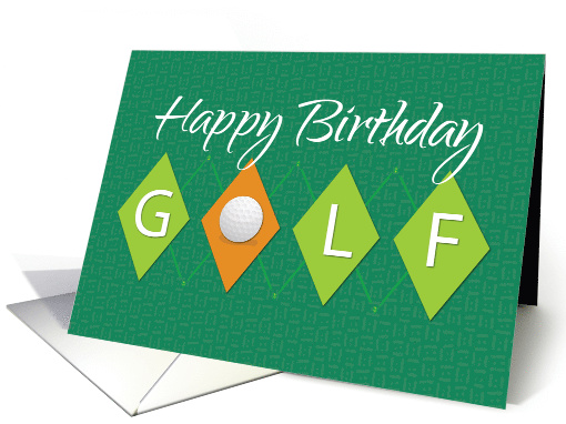 Golf Birthday Green Diamond Shapes card (1605250)