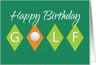 Golf Birthday Green Diamond Shapes card