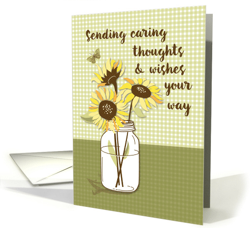 Coronavirus Caring Thoughts with Sunflowers in Mason Jar card
