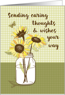 Coronavirus Caring Thoughts with Sunflowers in Mason Jar card