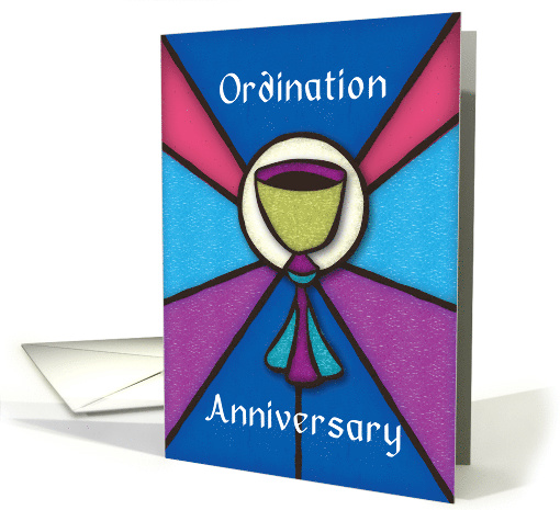 Priest Anniversary of Ordination Congratulations Stained Glass card