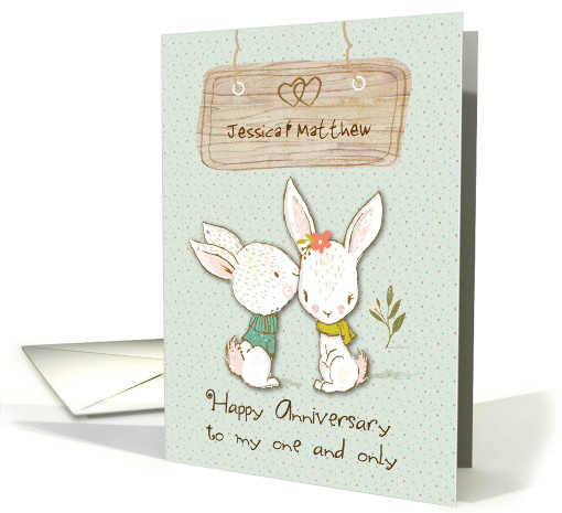 Customizable Names Wedding Anniversary to Spouse Bunnies card