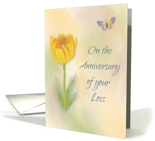Anniversary of Loss Watercolor Flower with Butterfly card (1608806)