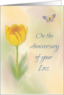 Anniversary of Loss Watercolor Flower with Butterfly card