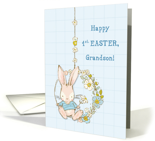 Grandson First 1st Easter Cute Bunny on Flower Swing card (1608822)