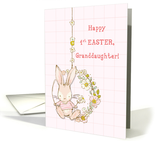 Granddaughter First 1st Easter Cute Bunny on Flower Swing card