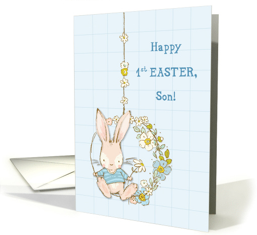 Son First 1st Easter Cute Bunny on Flower Swing card (1609032)