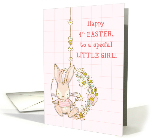 Little Girl First Easter Bunny on Flower Swing card (1609102)