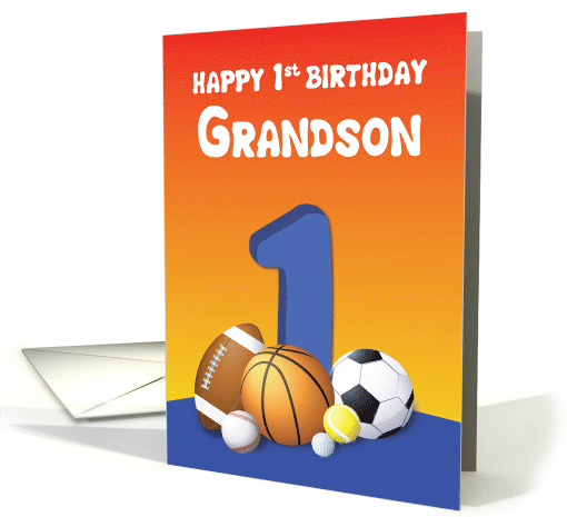 Grandson 1st Birthday Sports Balls card (1609664)