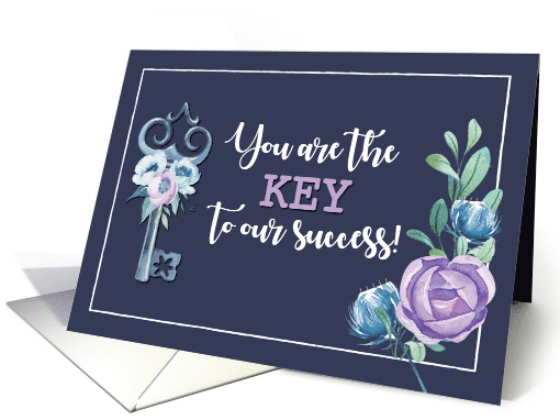 Admin Pro Day Key to Success Navy with Flowers card (1610076)