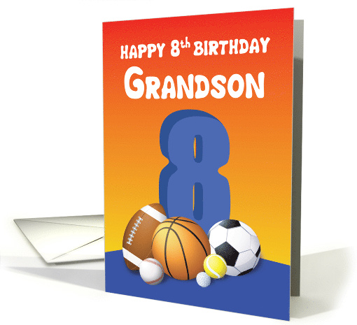 Grandson 8th Eight Birthday Sports Balls card (1610608)