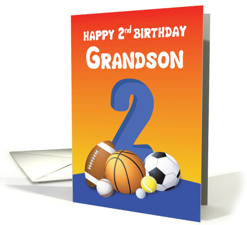 Grandson 2nd Birthday Sports Balls card (1611670)