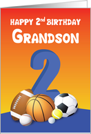 Grandson 2nd Birthday Sports Balls card