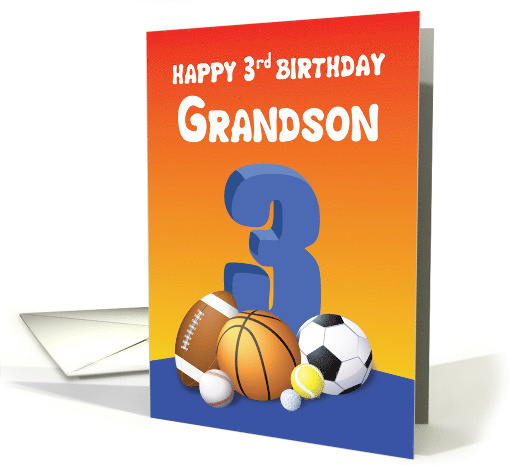 Grandson 3rd Birthday Sports Balls card (1611672)