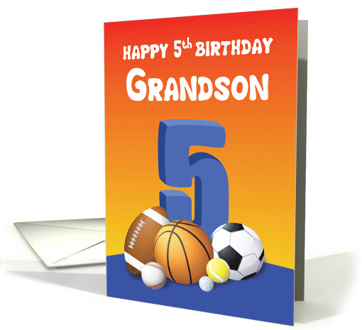 Grandson 5th Birthday Sports Balls card (1611678)