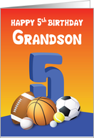 Grandson 5th Birthday Sports Balls card