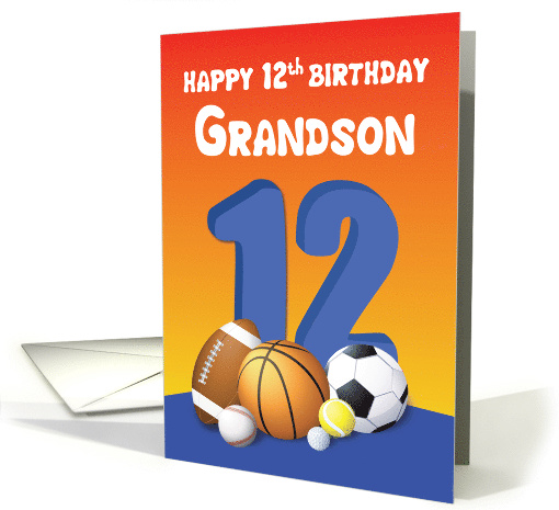 Grandson 12th Birthday Sports Balls card (1611692)