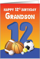 Grandson 12th Birthday Sports Balls card