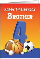 Brother 4th Birthday Sports Balls card