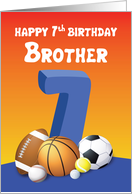 Brother 7th Birthday Sports Balls card