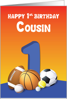 Cousin Boy 1st Birthday Sports Balls card