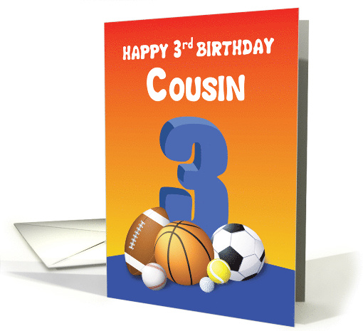 Cousin Boy 3rd Birthday Sports Balls card (1612374)